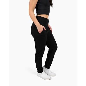 Buddha Pants Womens Cotton Elastic Waist Big Sur Harem Jogger Pants Black